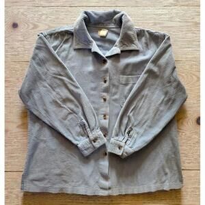 L.L.Bean Waffle Knit Shirt Jacket XL Regular Blue Textured Cotton Long Sleeve